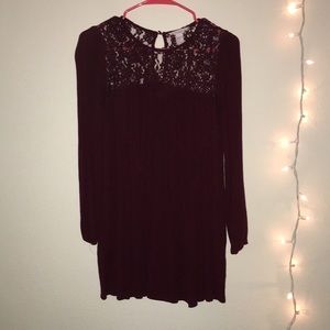 Wine Red Lacy Dress